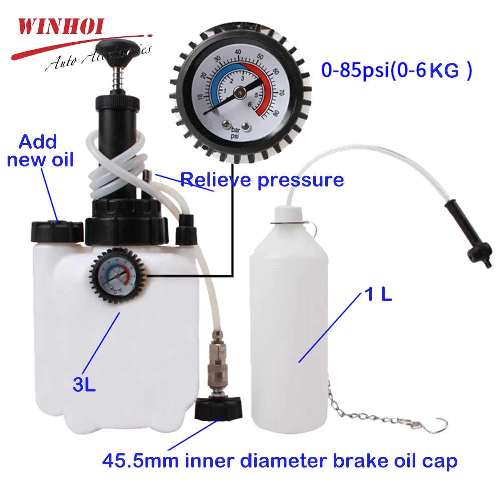 3L+1L Car Brake Bleeder Kit Device Large Capacity Oil Exchanger Pump Car Brake Pumping Tools Oil Fluid Replacement Equipment