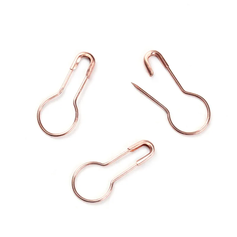 100pcs Copper Knitting Stitch Markers Safety Pin Brooches Findings Flask Gourd Bulb Shape DIY Craft Supplies Sewing Accessories