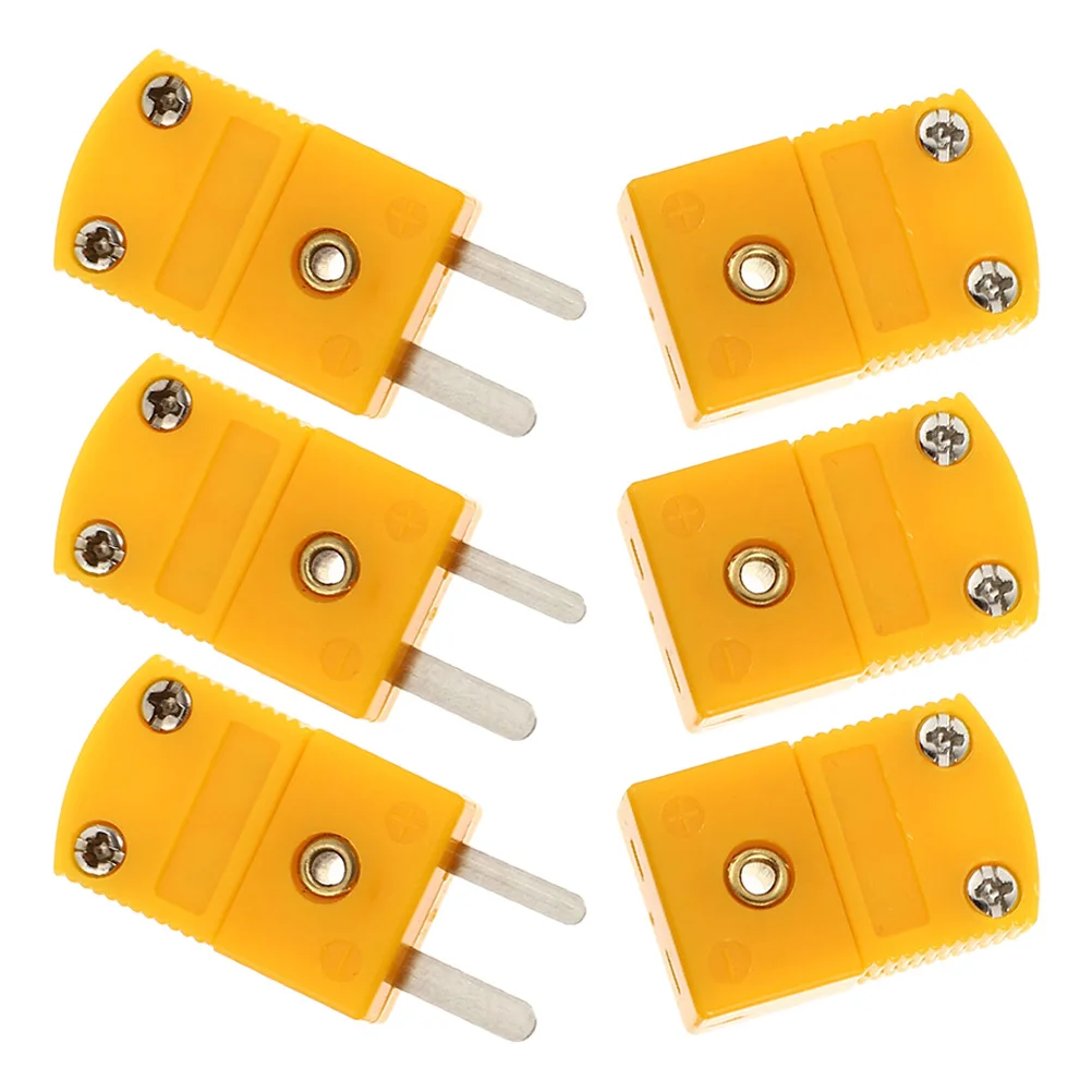 

6pcs K Type Thermocouple Plug Connector ABS Material Male Female Adapter Wire Connection Durability Compatibility Thermocouple