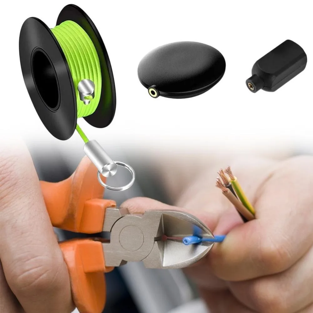 Nylon Magnetic Cable Puller with Coated Hook Green-Yellow Flexible Line Magnetic Wire Puller String Line Cable Threader