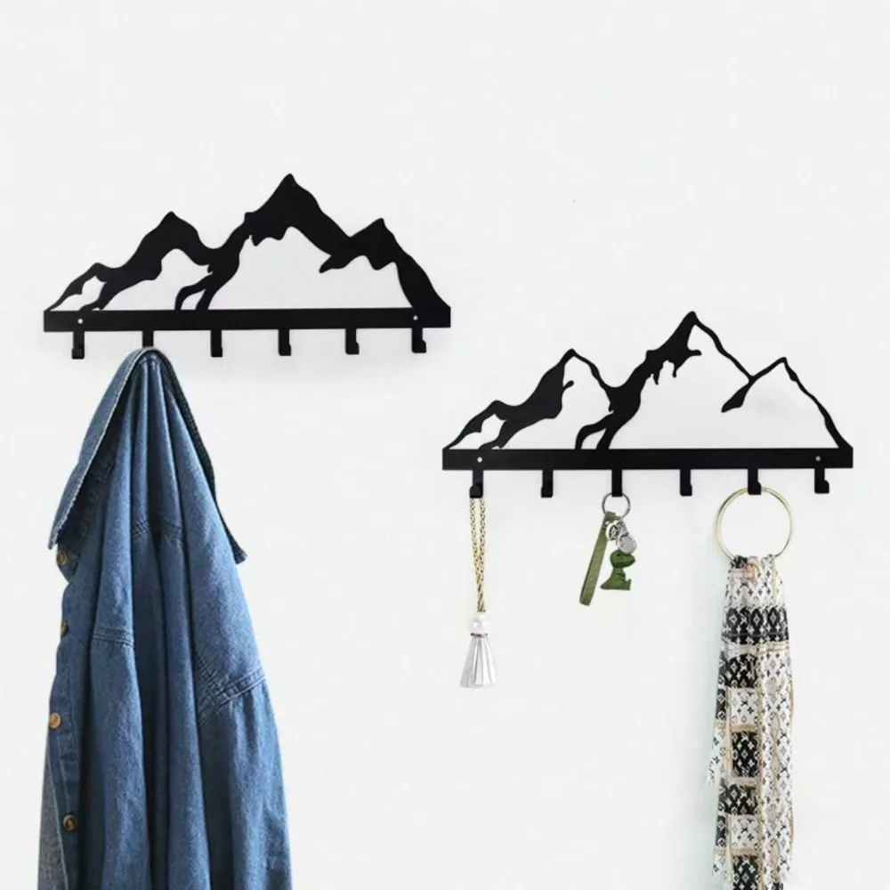 CIFBUY Iron Wall Art Mountain Key Rack Metal Wall Hook Rustproof Design For Bathroom Kitchen Living Room Home Decor Sign