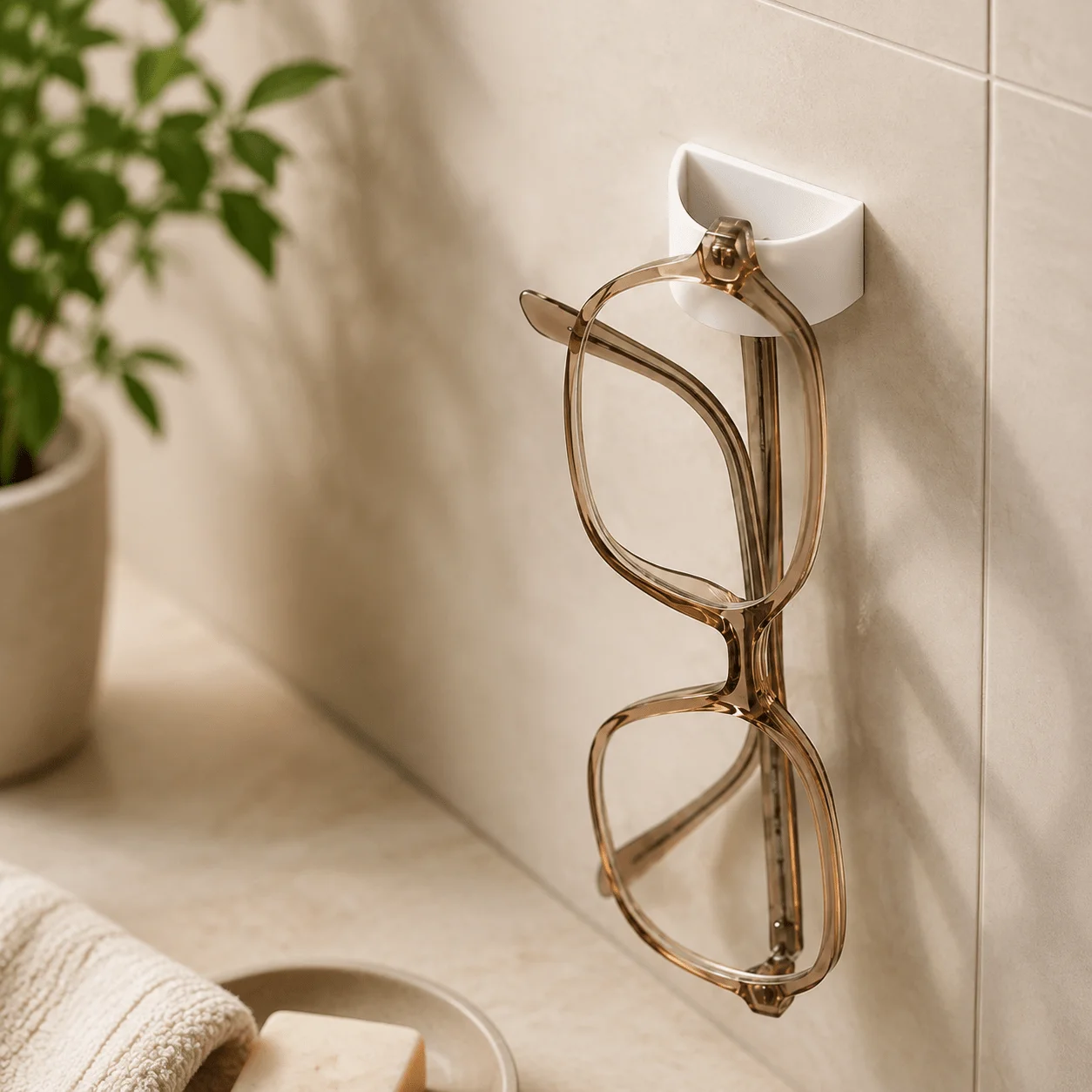 2pcs Minimalist Wall-mounted Glasses Rack, Space-saving Creative Storage Rack, Simple Home-style Glasses Display Hanger（No glue）