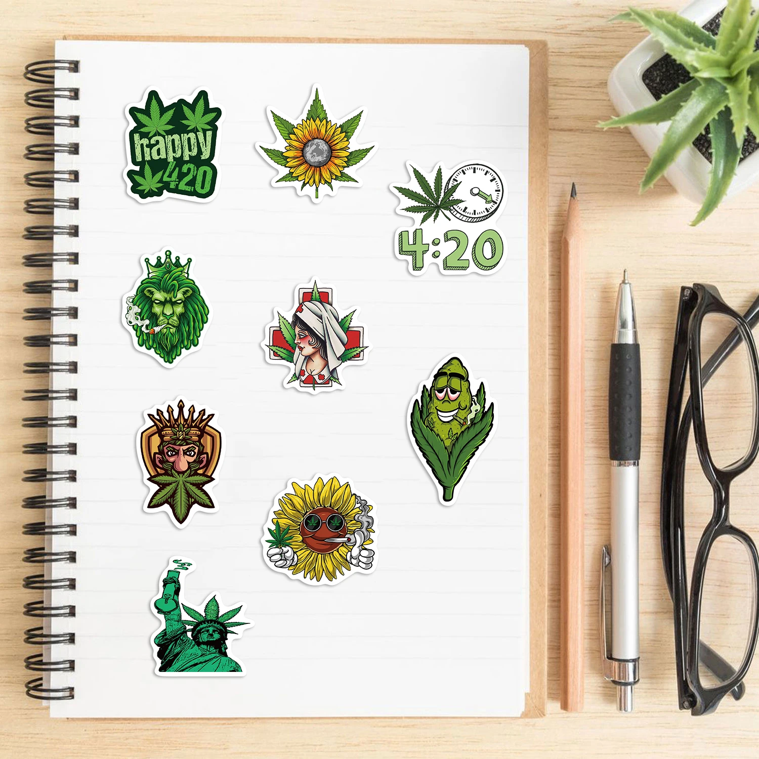 100Pcs Funny Characters Leaves Weed Smoking Graffiti Sticker Bike Travel Luggage Guitar Laptop Waterproof Cool Sticker