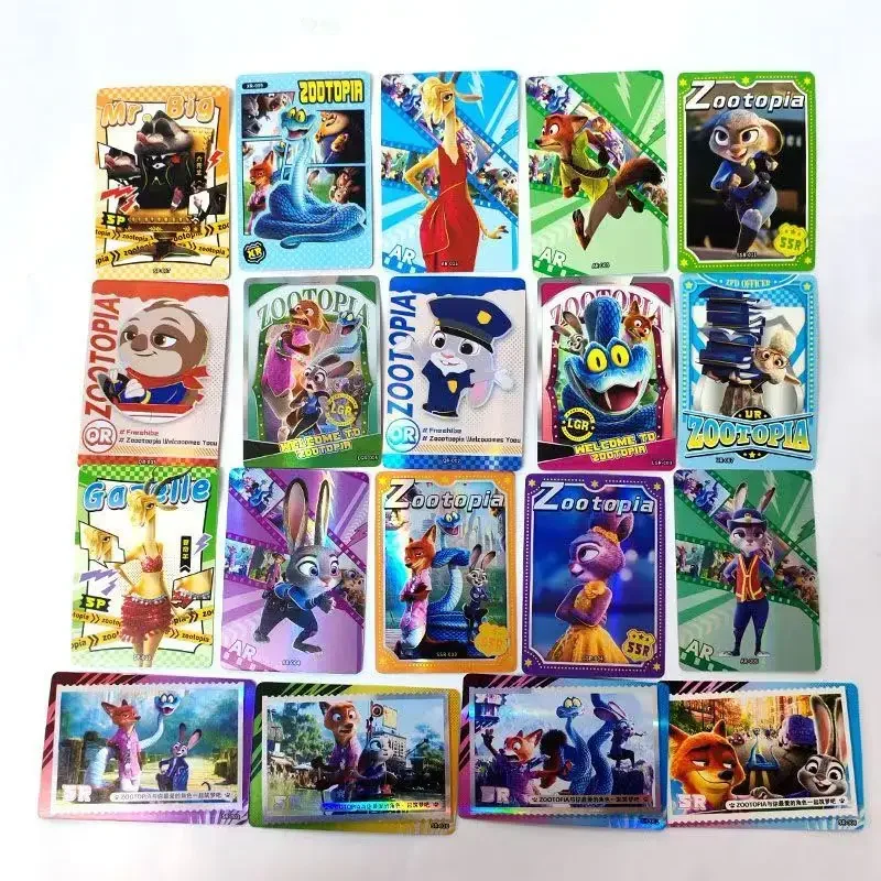 2026 nuevo Zootopia 2 150 Uds Flashcard juego de cartas coleccionables con láser de lujo para niños juego completo de cajas ciegas brillantes regalo de Navidad