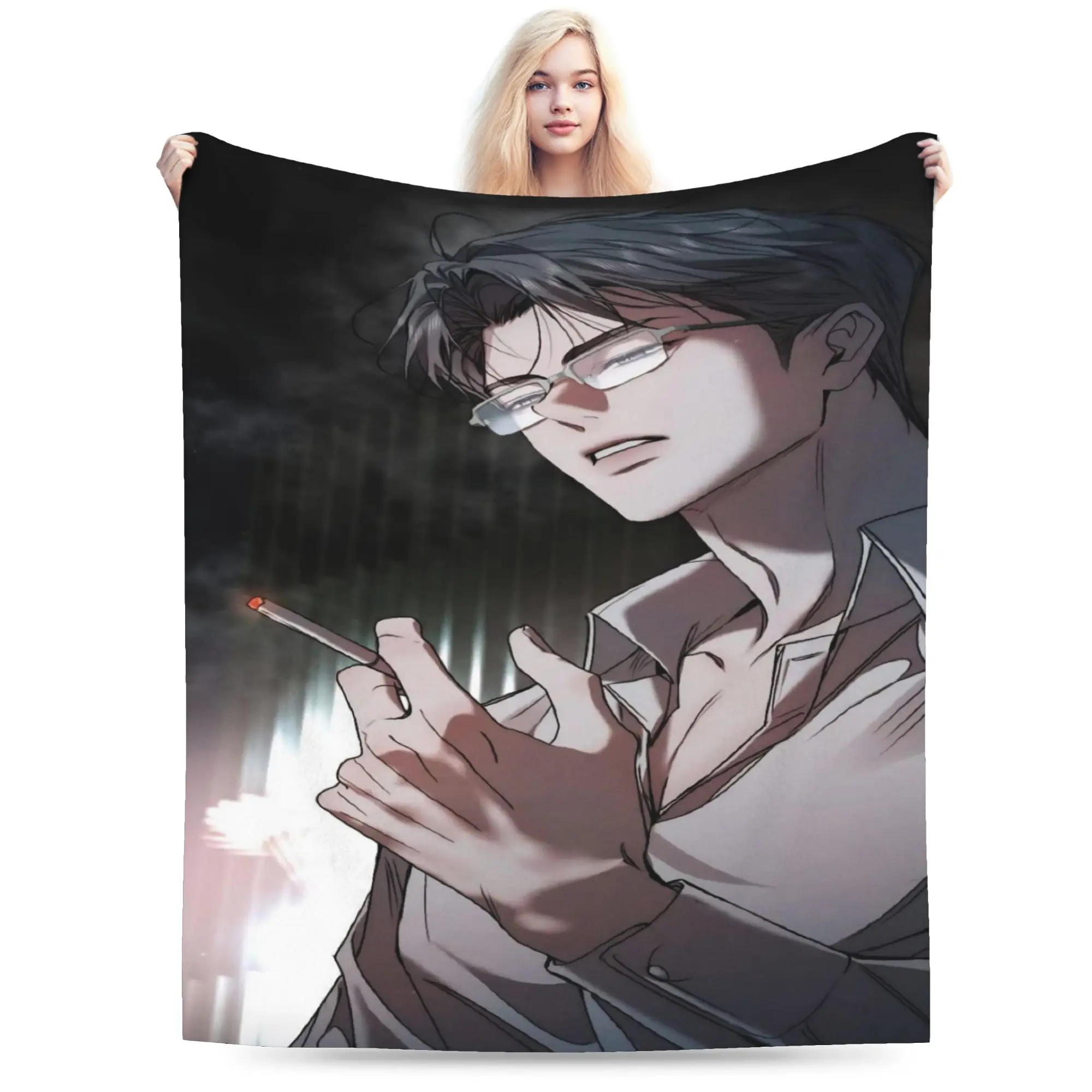 New Arrival Korean BL Manhwa Handsome Man  Blanket Lightweight Thin Coral Fleece Plush  Cozy Throw Blankets Machine Washable