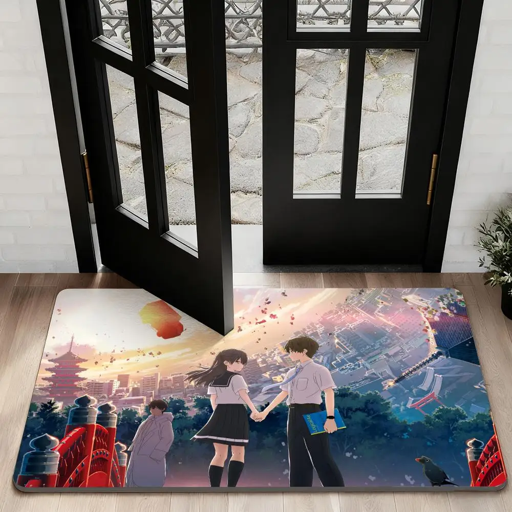 

japan anime H-Hello world Floor Mat Diatom Bath Mat Absorbent Quick Dry Non-Slip TPR Backing Soft Plush Draining Rugs