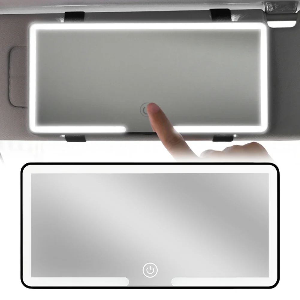 Car Sun Visor Makeup Mirror LED Touch Screen Auto Interior Makeup Mirror Rechargeable Car Interior Female Cosmetic Makeup Mirror