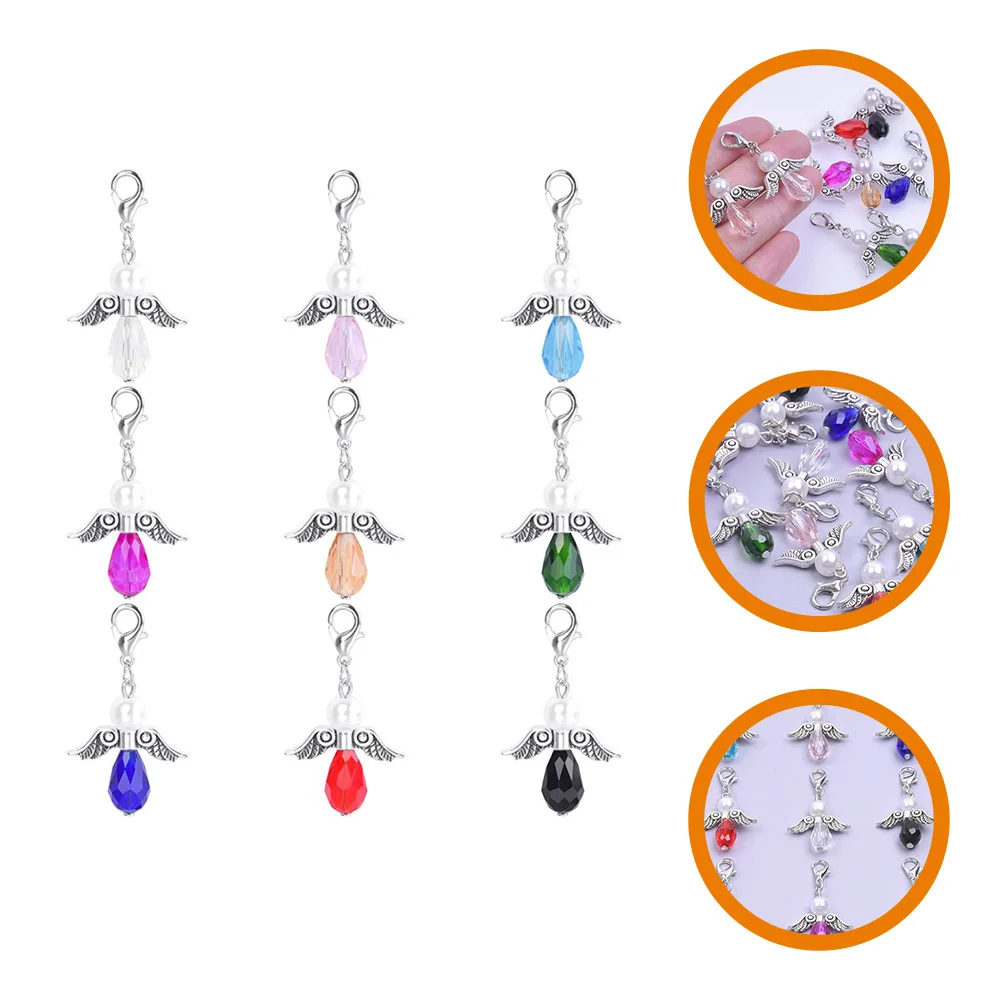 

9Pcs Angel Charms Crystal Water Drop Pendants Metal Wing Beads for Jewelry Making DIY Crafts Decor Angel Charms