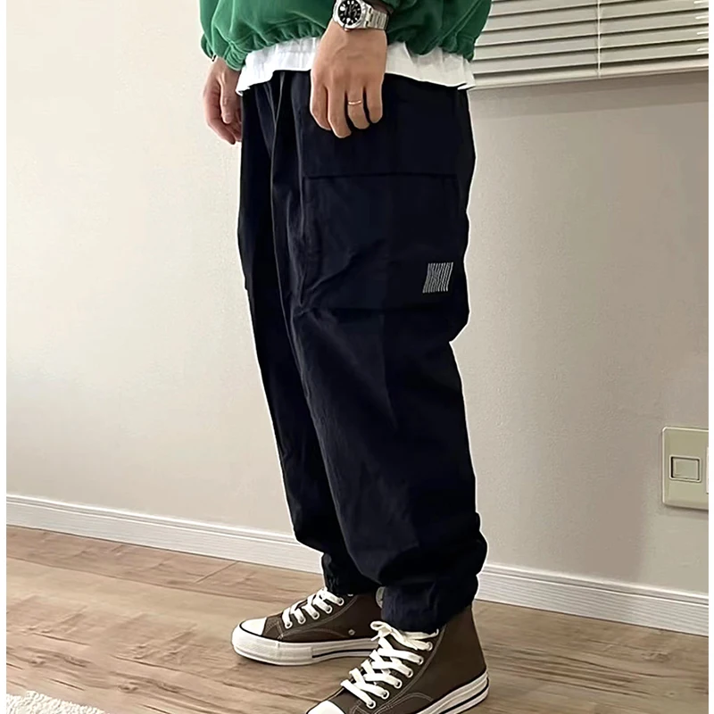 

y Свободные повседневные нейлоновые брюки для спецодежды, широкие брюки с несколькими шнурками, молодежные весенне-летние брюки