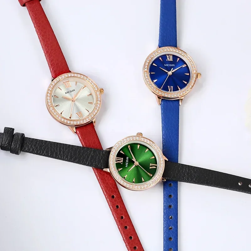 Reloj MEGIR de marca de lujo para mujer, reloj de pulsera de cuarzo Simple de cuero resistente al agua, relojes casuales de moda para mujer 2022