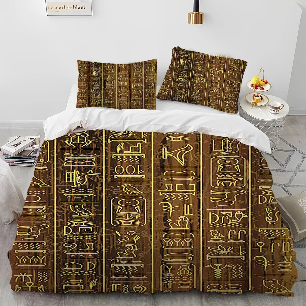 Imagem -06 - Mitologia Egípcia Faraó Hieroglyphics Consolador Bedding Setduvet Cover Bed Conjunto Quilt Cover Fronha Queen Size Bedding Set