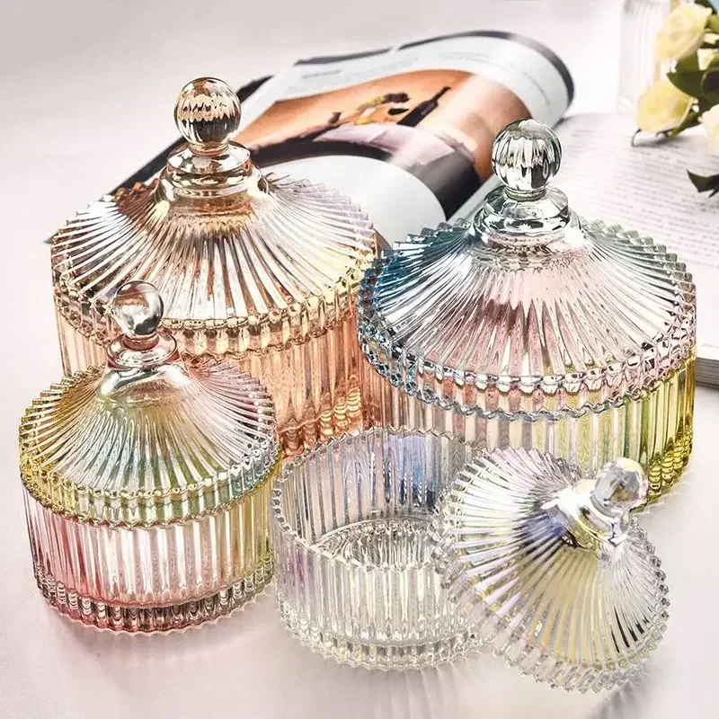 Creative glass candy jar ornaments storage jars tea cans with lids wedding utensils home decoration accessories storage bottles