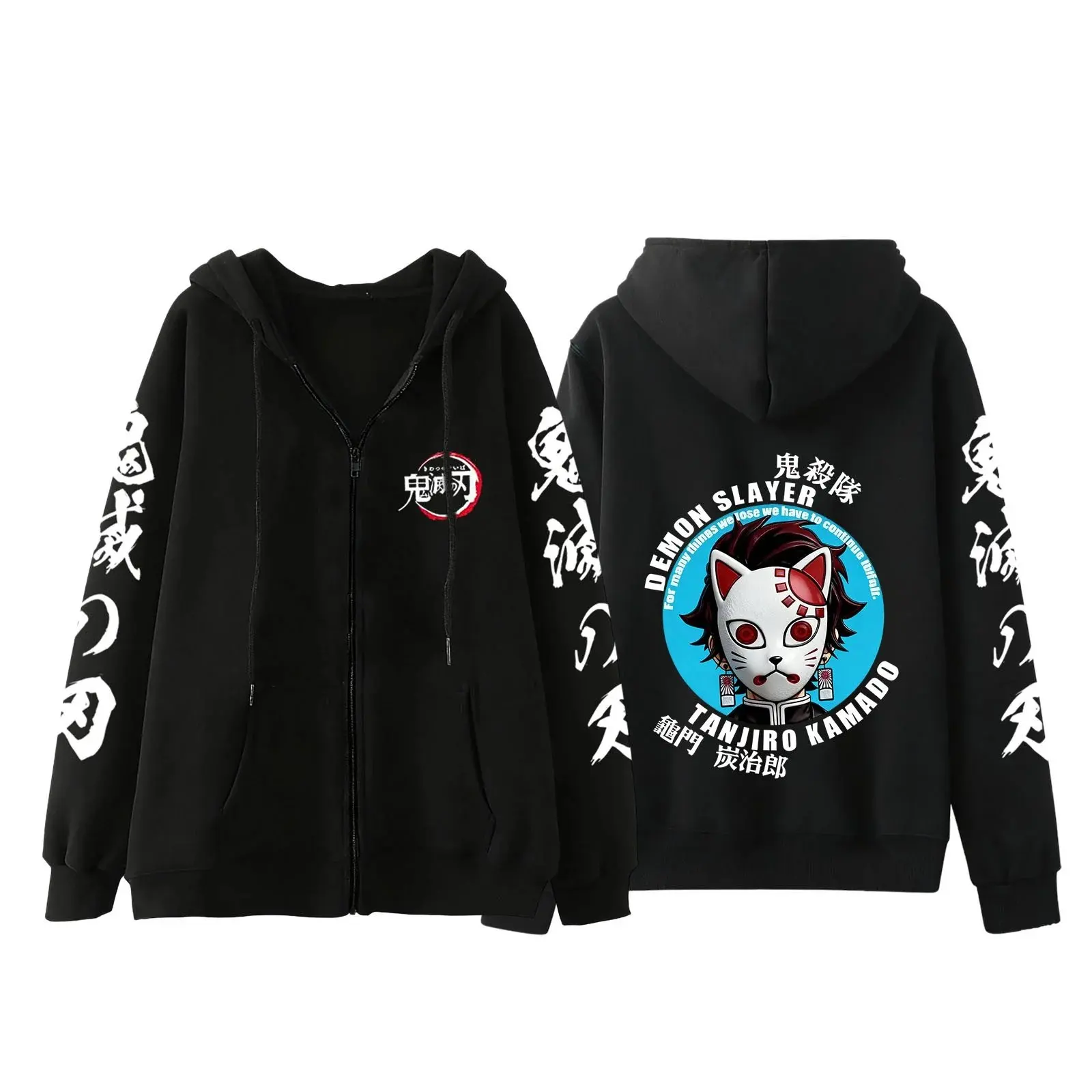 شيطان القاتل أنيمي هوديي زمم سترة Nezuko Tanjiro طباعة الرجال النساء بلوزة غير رسمية الشارع الشهير 2026 الخريف الشتاء تأثيري #1