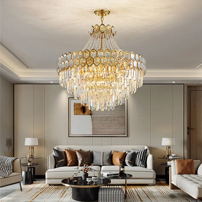 

New Luxury Chandelier Lighting Nordic Crystal Hanglamp Villa Duplex Decoration Living Room Lampe Lustres Led Cristal Light