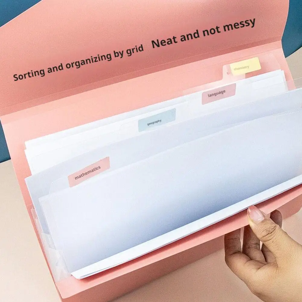 1Pcs Expanding File Folder 5-Grid Multi Layer Storage Bag Horizontal Portable Thickened File Bag