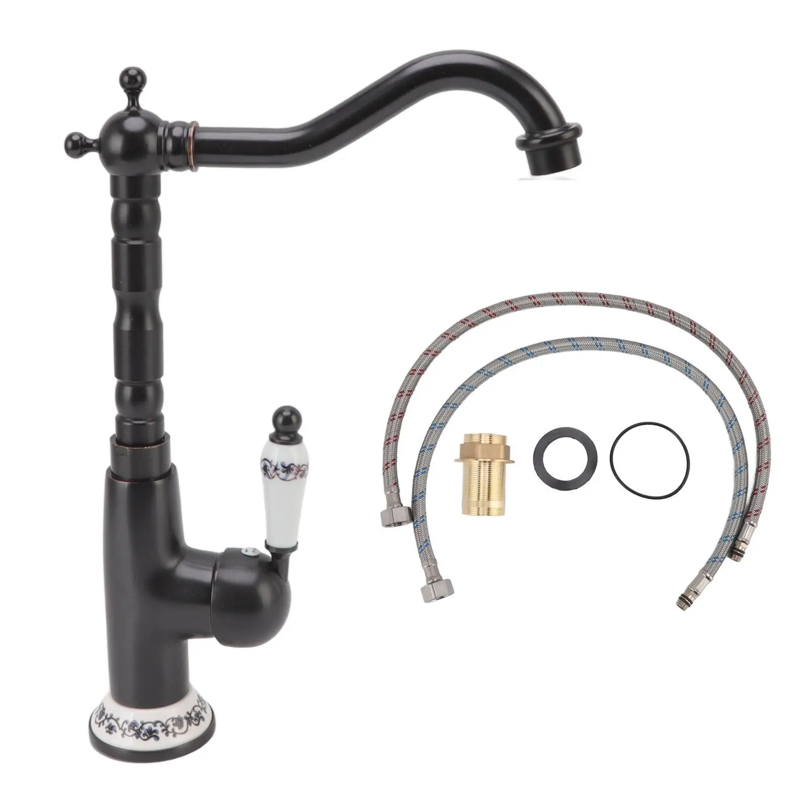 

Elegant Antique Faucet Porcelain Mixer Tap Rotatable Curve for bathroom Vintage Design