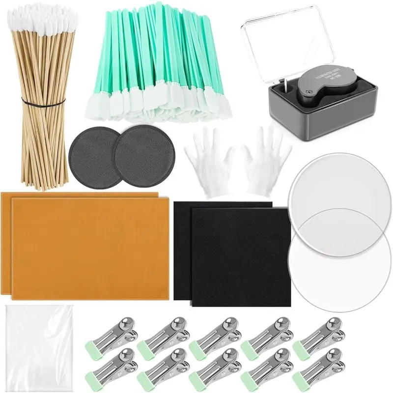 

A01F-Card Cleaning Kit 320 Pcs, Trading Card Flattening Kit Include Acrylic Disc Magnifying Implement Card Films Card Mats
