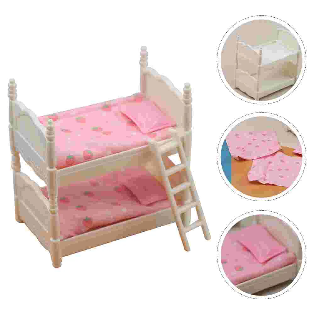 Bunk Mini Bedroom Miniature Furniture Ornament House Prop Kit Model Child