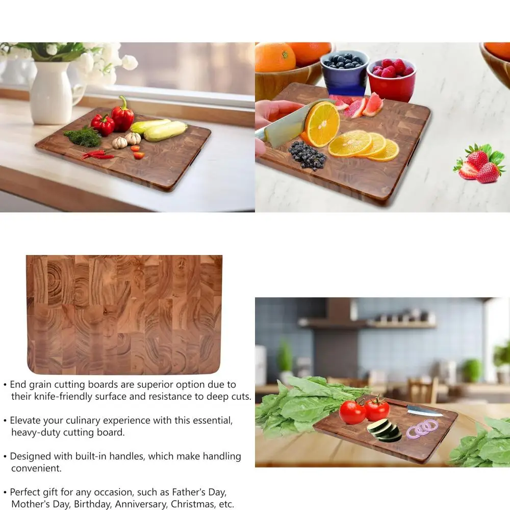 

Rectangular Acacia Wood End Grain Chopping Board - Multipurpose Serving and Cutting Surface