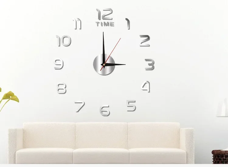Creative 3D Digit Wall Clock DIY Acrylic Silent Digital Clock Mirror Wall Stickers for Living Room Bedroom Kitchen Decoration