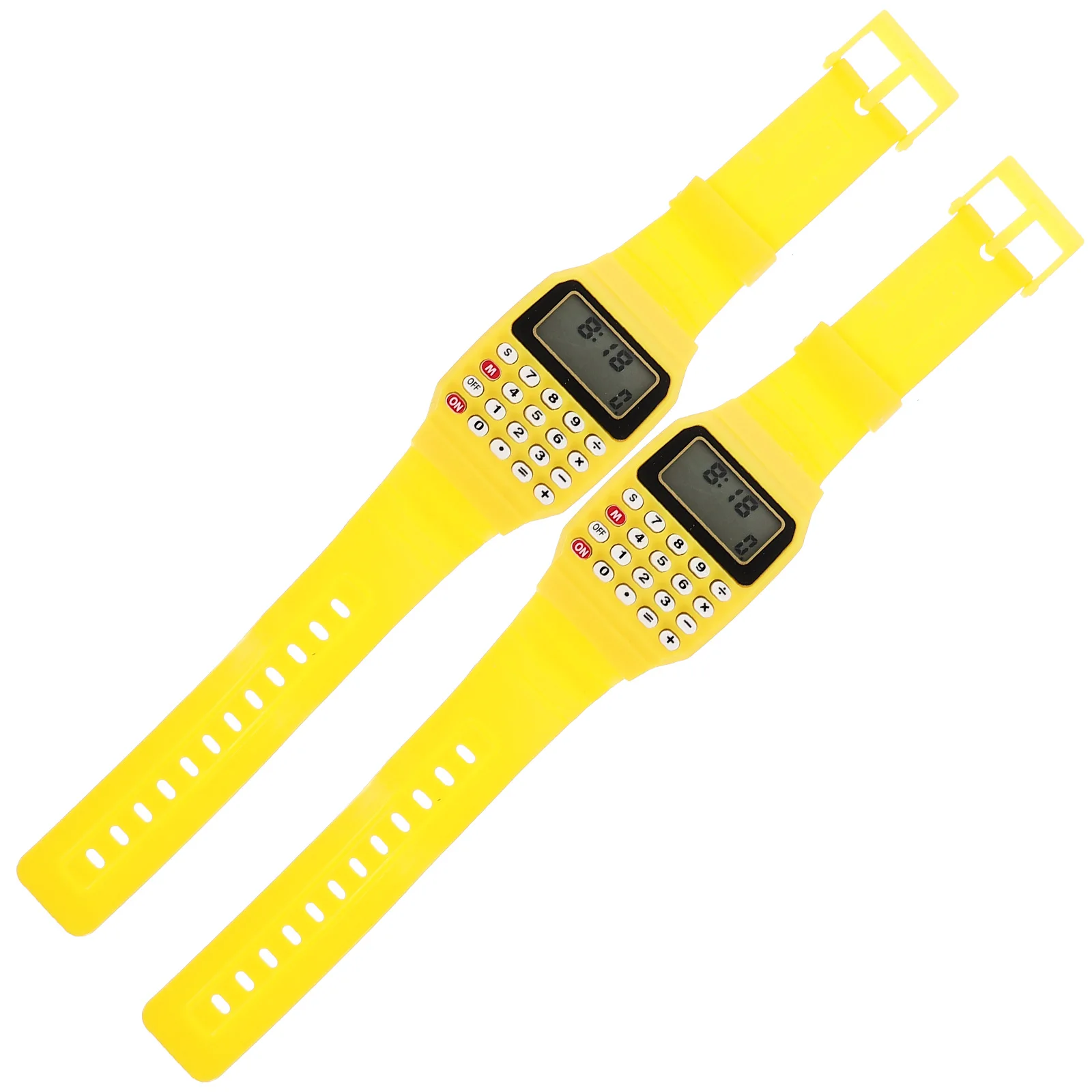 

2pcs Calculator Watch for Kids Digital Computer Table Yellow Stopwatch Toddler Durable Portable Math Problem Help Birthday Gifts