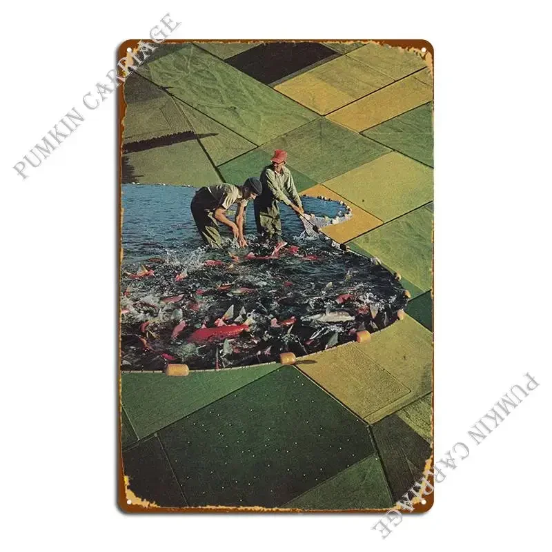 Salmon Farm [Collage] Metal Sign Rusty Garage Design Plaques Tin Sign Poster