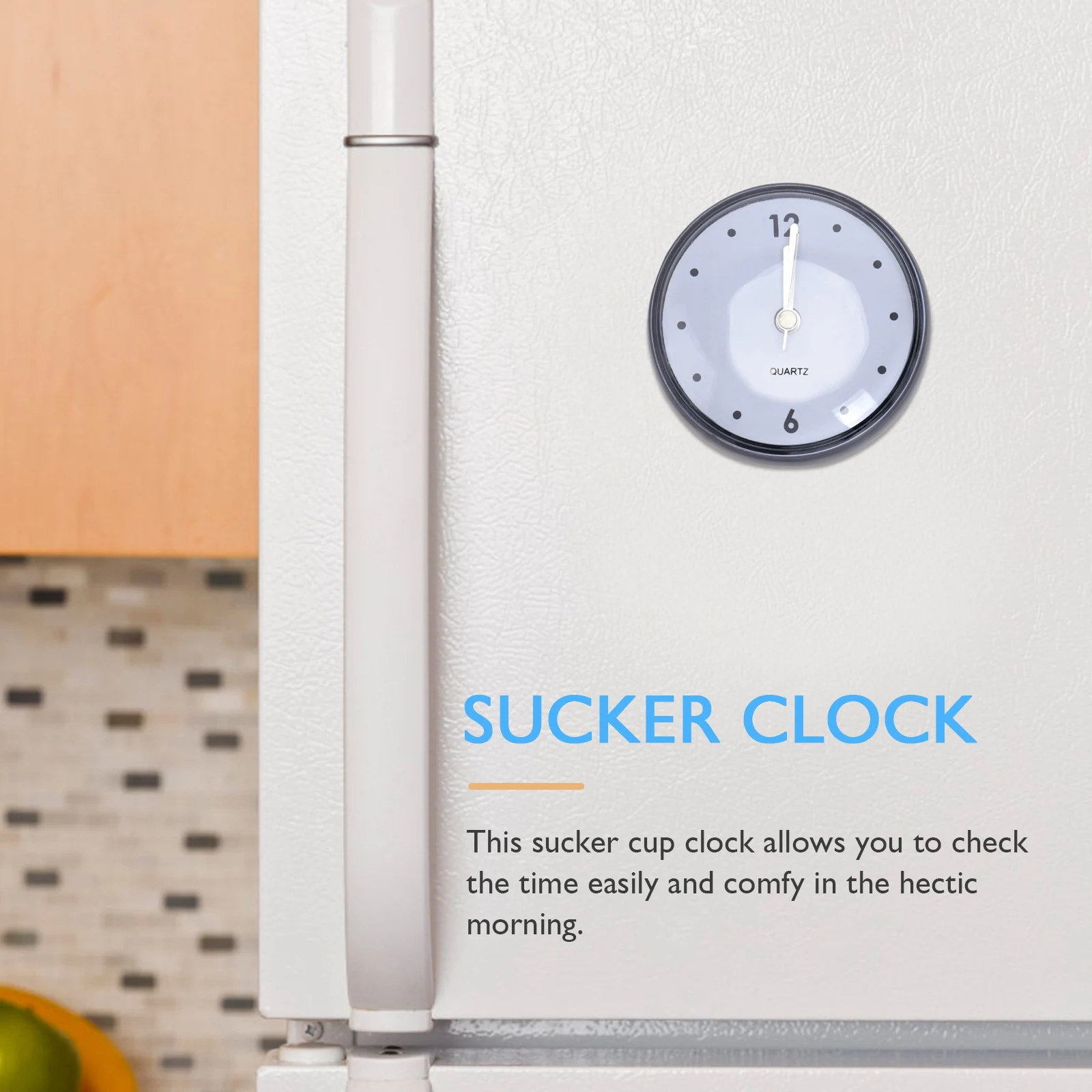 

1pc Sucker Cup Clock Waterproof Anti-Fog Silent Bathroom Hanging Clock Kitchen Tile Closet Mute Wall Timer Decorative