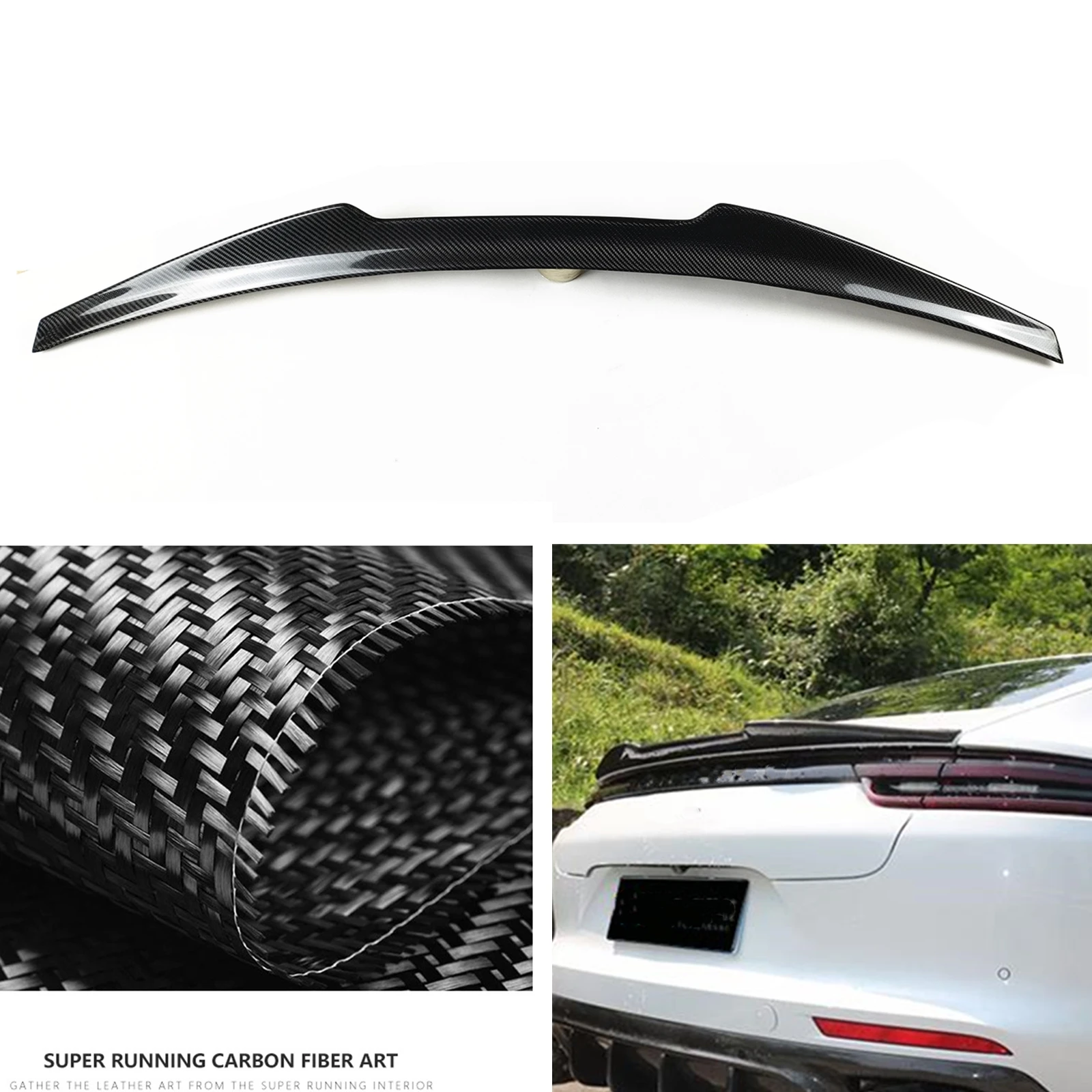 

For Porsche Panamera 971 2017-2019 Rear Spoiler Wing Carbon Fiber Tailgate Trim Car Trunk Lid Splitter Decklid Flap Lip Body Kit