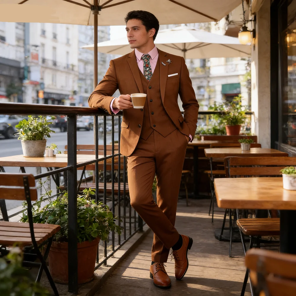 

3 Piece Slim Fit Customized Terno for Men Wedding Groomsmen Elegant Suit Blazer Set for Dance Ball