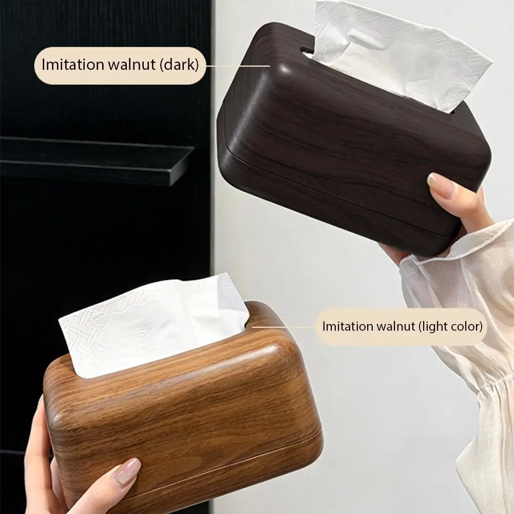 Mid Century Wood Grain Tissue Box Luxury Walnut Paper Dispenser Living Room Desktop Napkin Holder Home Decor Storage