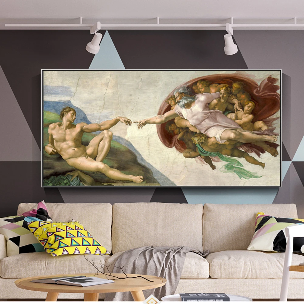 

Creation of Adam Canvas Art Wall Painting, Classical European Wall Art, Canvas Prints, Sistine Chapel Picture for Home Decor