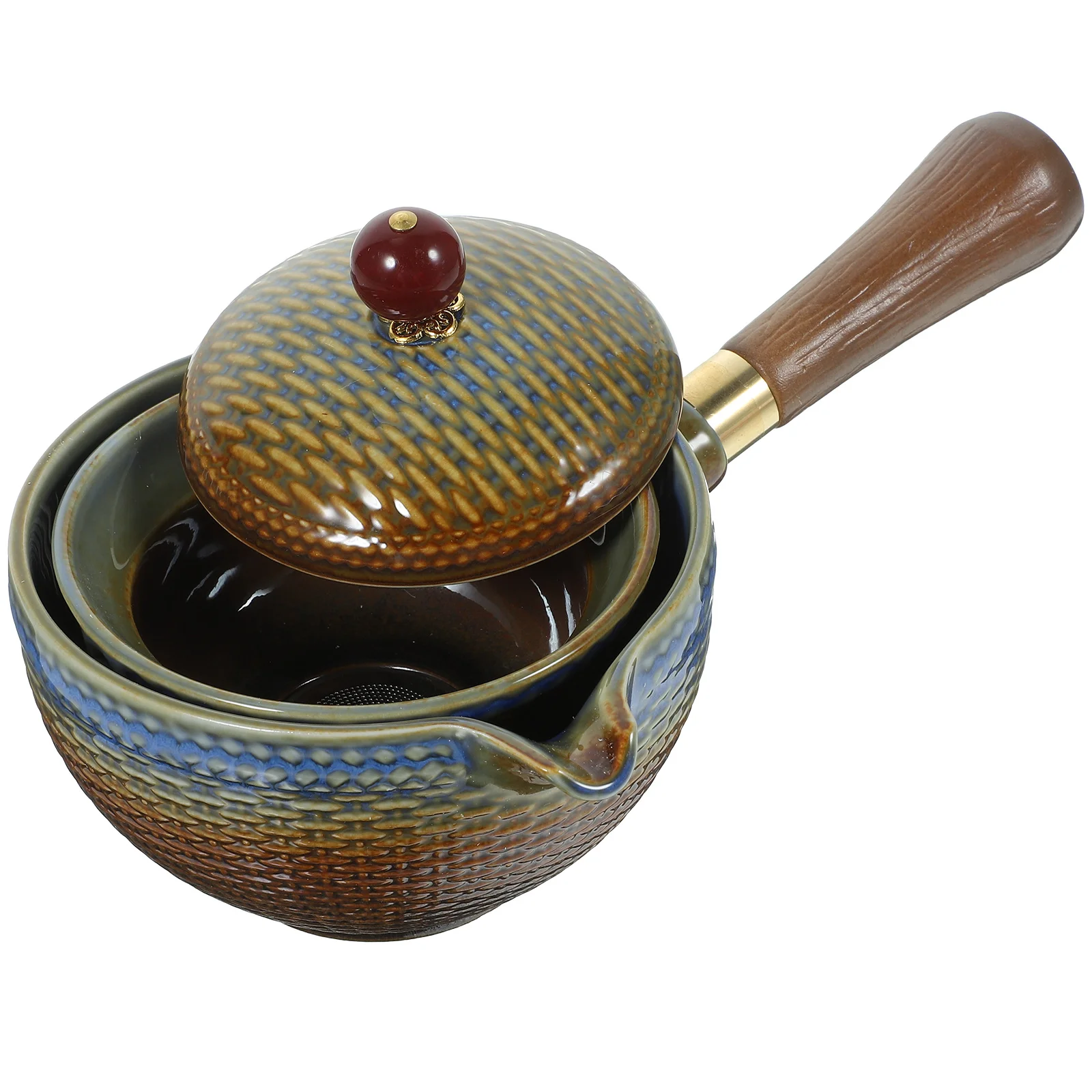 

Чайник с боковой ручкой, керамический ретро чайник для рассыпного чая, кофе, винтажная плита, чайник, домашний декор, кухонная посуда, 360°