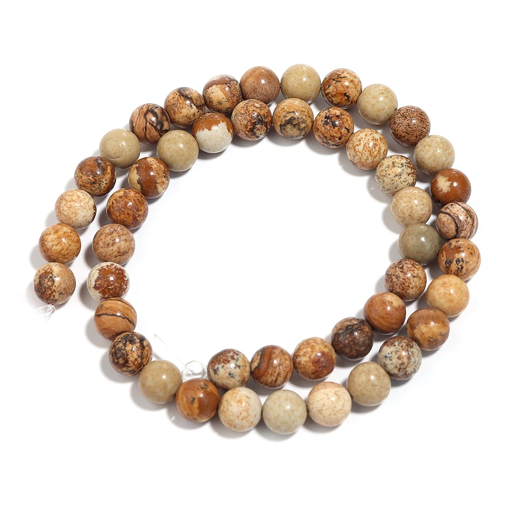Natural Picture Jasper Round Beads for DIY Jewellery Making