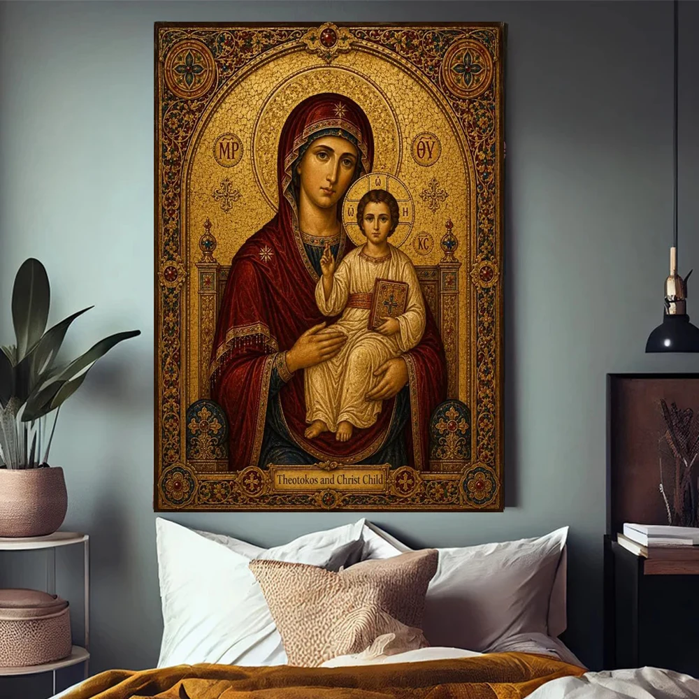 Orthodox Icon For Wall Decor Religious Wall Art Virgin Mary Jesus Canvas Painting Archangel Michael Saint Poster Print Home D