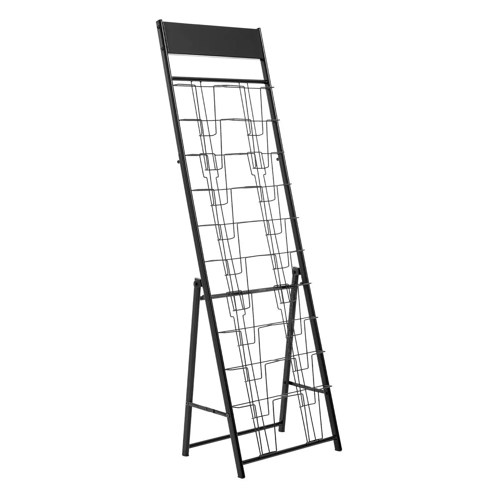 

Brochure Display Rack, 20 Pockets Magazine Literature Display Stand, Portable Floor Standing Magazine Rack, Metal Newspaper
