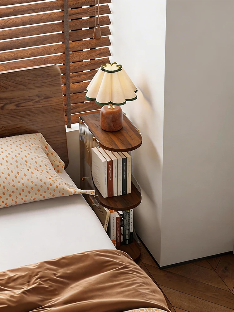 

Прикроватная тумбочка в антикварном стиле, многоуровневая полка для книг, узкая книжная полка для спальни, акриловый материал, простая сборка