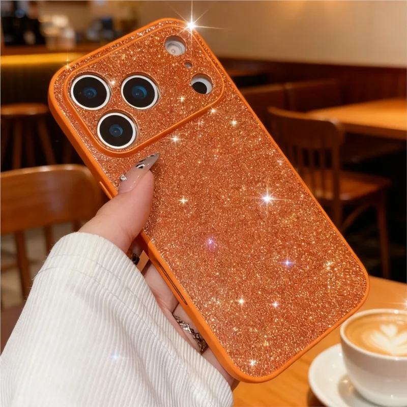 Luxuriöse Bling-Gitter-Ledertasche für iPhone 17, Air 16, 15, 14 Plus, 13, 12, 11 Pro Max, weiche, stoßfeste Pailletten, mädchenhafte Mode-Abdeckung