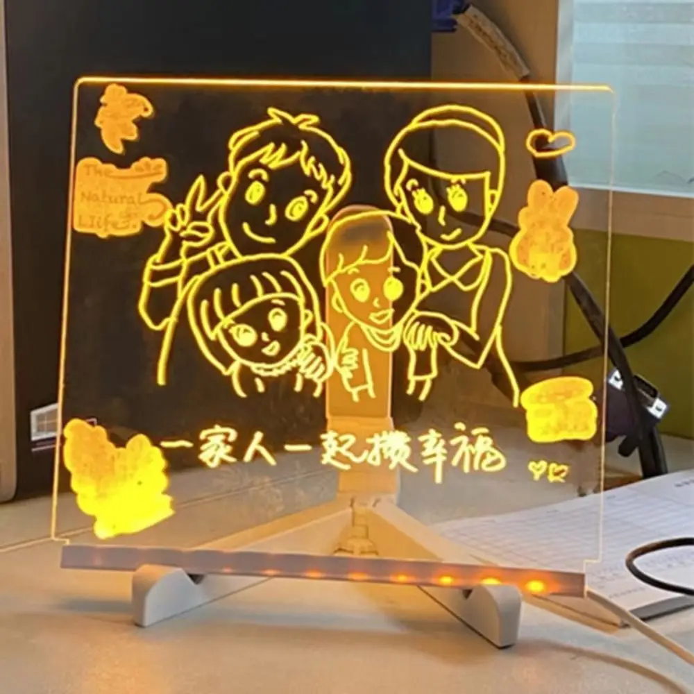 USB Acrylic Colorful LED Writing Board Erasable Decorative Message Board Rewritable Night Light Kids Drawing Board Kids