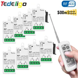 Tedeligo RF 433MHz AC110V 220V 240V Light Switch Wireless Long Range Remote Control Transmitter for Home LED Fan Lamp ON OFF