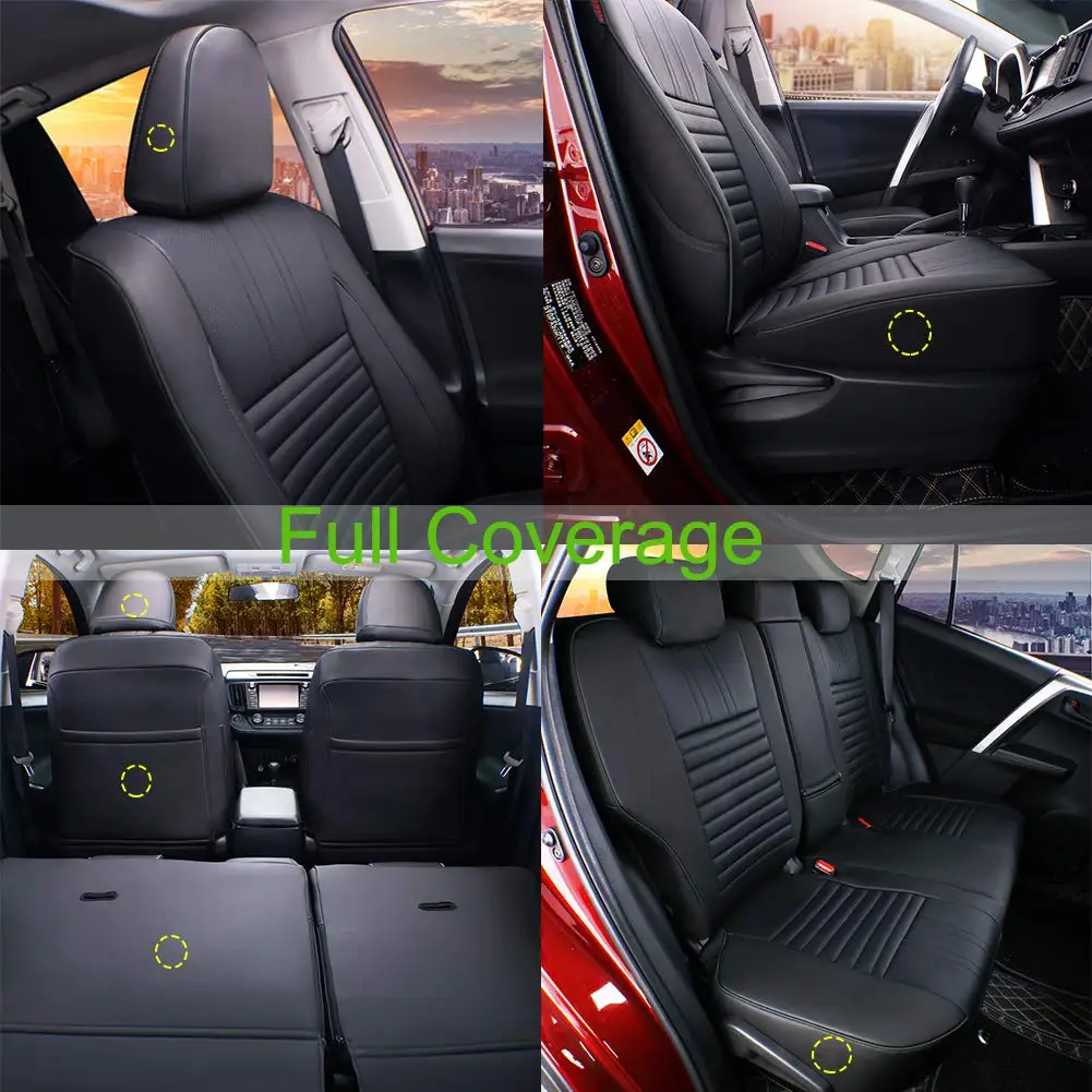 Custom Fit Leather Seat Covers for  RAV4 Hybrid  for 2019-2025 Hybrid/PHEV XSE,SE Full Set, Leather (Black)