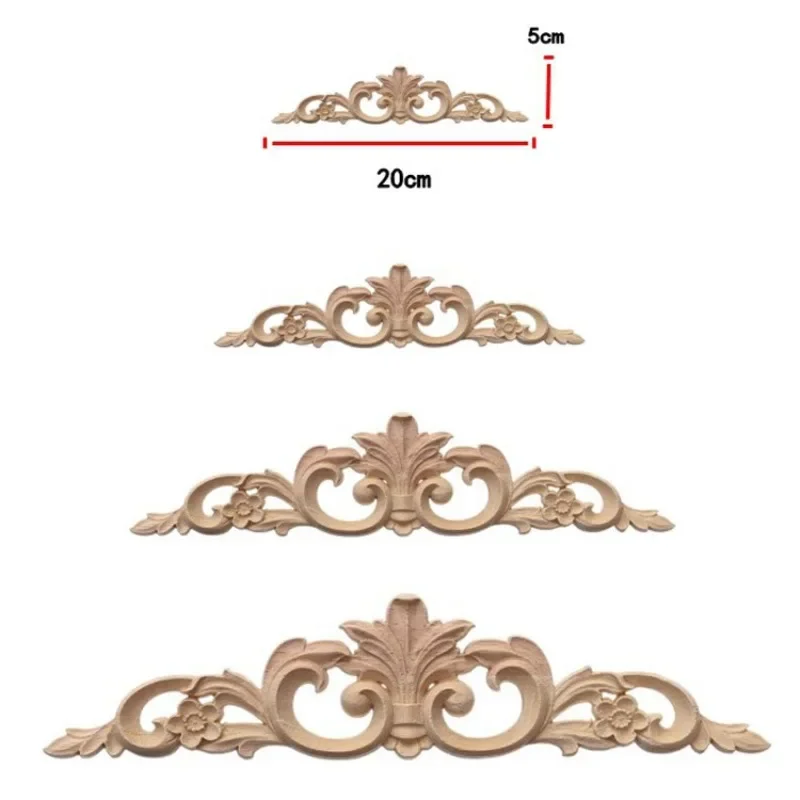 20cm-100cm Woodcarving Decal Corner Long Onlay Applique Unpainted Door Furniture Decor Wooden Figurines Craft Rose Strip 100cm