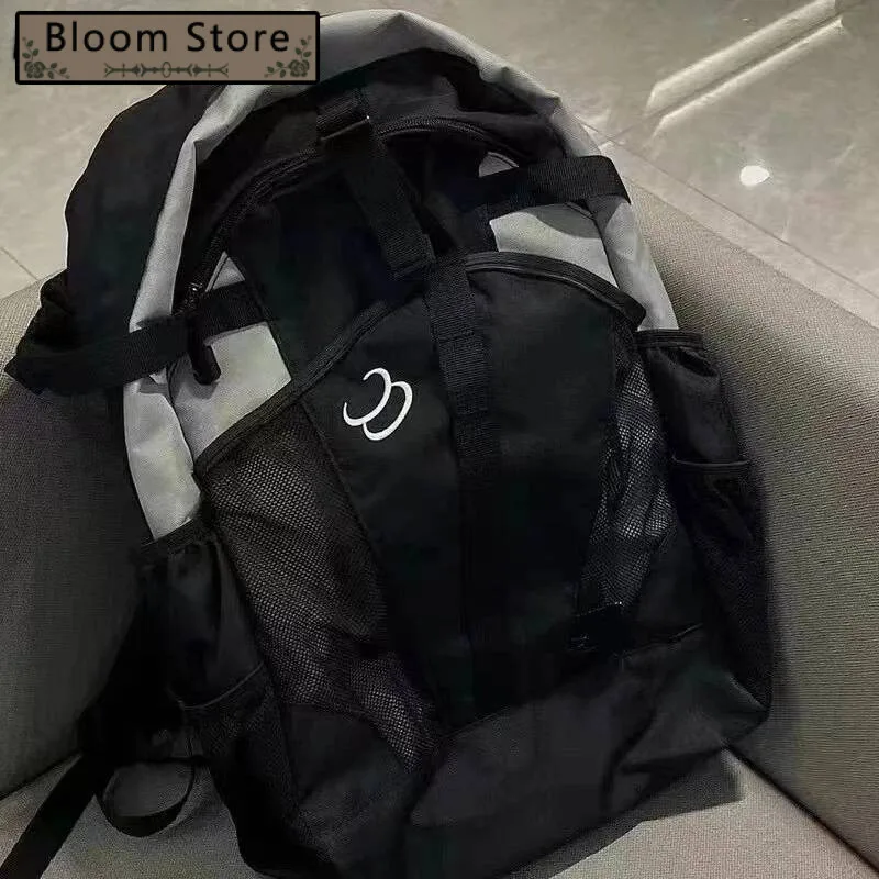 

Patchwork Casual Simple Contrast Color Backpacks Vintage All Match Men Cargo Schoolbags High-Capacity Women Grunge Y2k Rucksacks