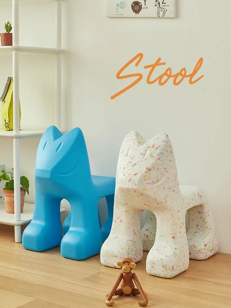 Nordic Children's Chair Back Cartoon Fox Low Stool Kindergarten Baby Animal Seat  Small Shoe Changing Stool Children's Dining Ch