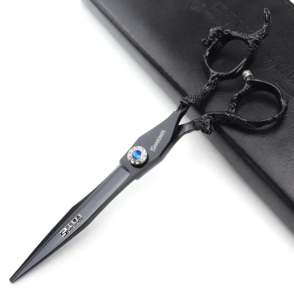 

SHARONDS 7 Inch Hairdressing Professional Scissors Pure Black Barber Specificlied Shears Japanese 440C Steel Dedicated Clippers