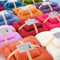 1 Set Coral Fleece Bath Towel and Face Towels Sets for Adults Luxury Super Large Towels High Absorbent Bathing Accessories Gifts