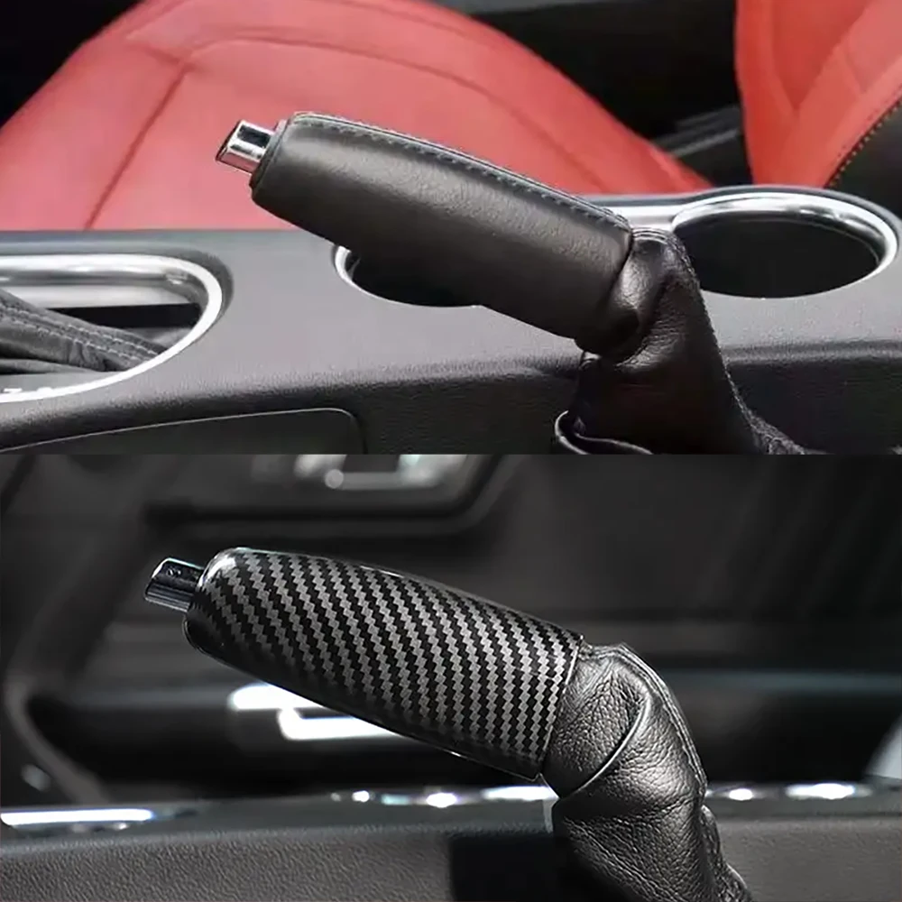 

Real Carbon Fiber Hand Brake Cover Brake Handle Gear Protection Cover Decoration Cover for Ford Mustang 2015+