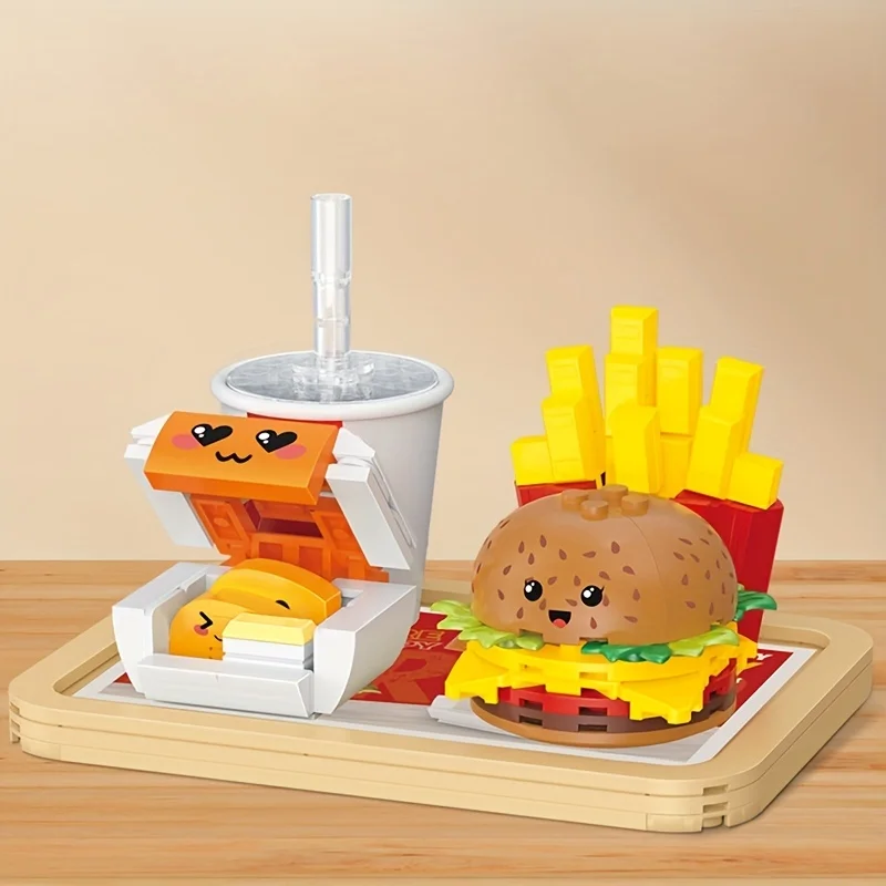 261pc Creative Snack Building Blocks Toy Set - French Fries, Soft Drink & Burger - Perfect Gift