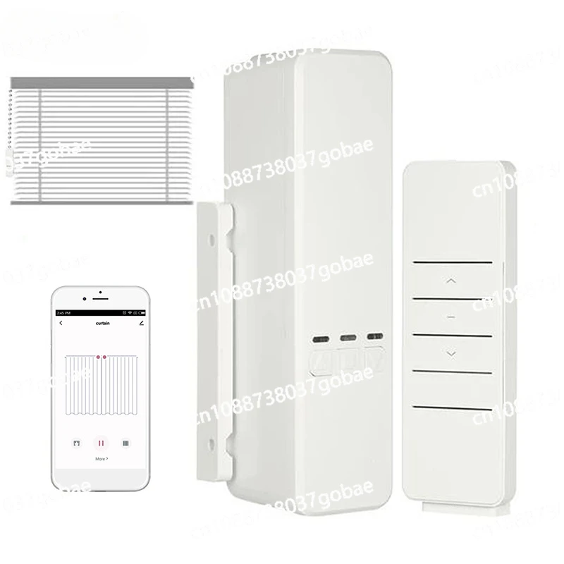 Smart Home Wifi Wireless Remote Control Automatic Louver Curtain Pull Rope Roller Shutter Motor Graffiti Electric Curtain Set