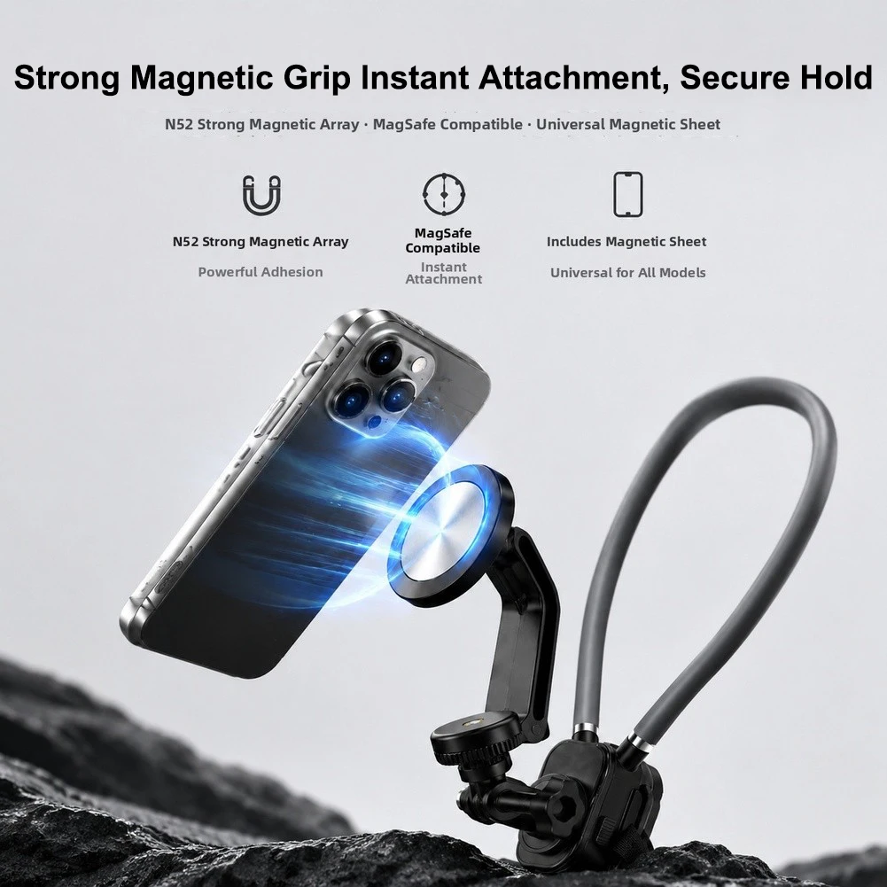 Neck Hanging Phone Holder Comfortable 360° Magnetic Neck Holder Stand Secure For Versatile For Vlogging Photography Accessories