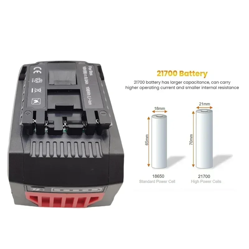 18V 5S2P Geschikt voor Bosch Professional lpega Snoerloos Gereedschap BAT618 BAT609 GBA18V80 21700 Batterij ProCORE Vervangende Batterij